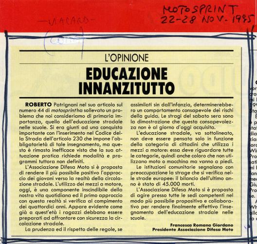 Educazione Innanzitutto - Motosprint - 22 November 1995